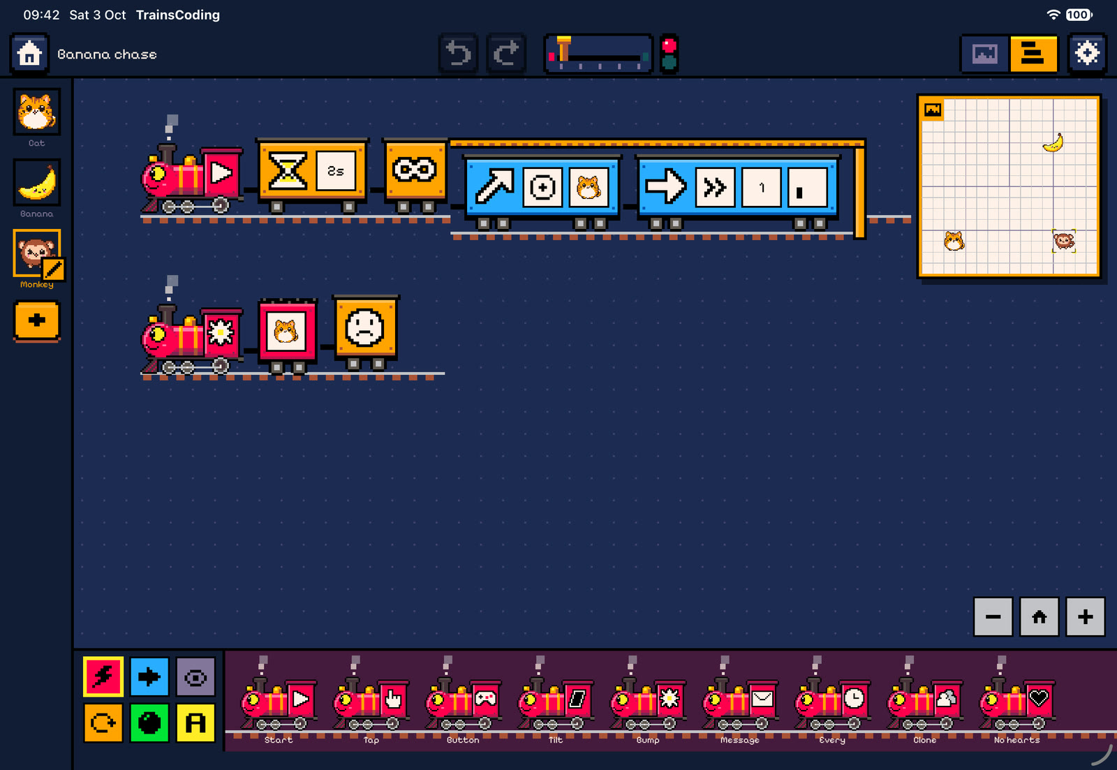 The monkey's trains in the editor