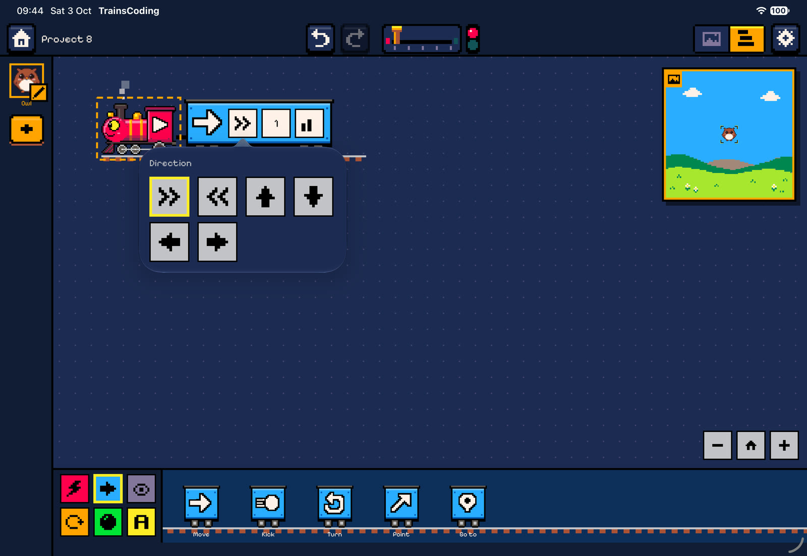 The direction popover for Move